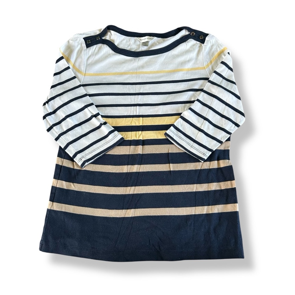 [Christopher & Banks] Navy Striped 3/4 Sleeve Top